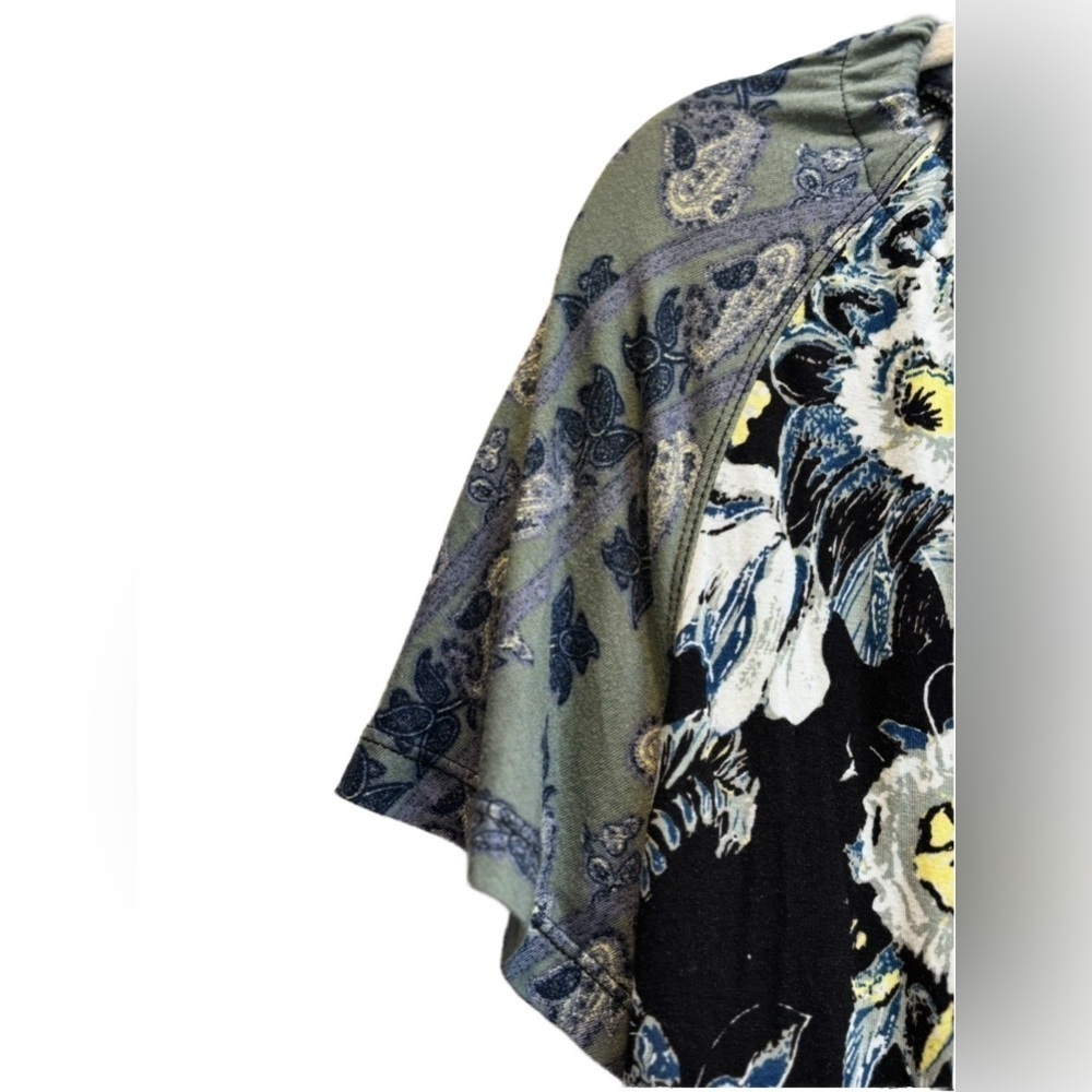 Free People “Baja Babe Cold Shoulder” top in black floral combo, size L 🖤 - Picture 8 of 13